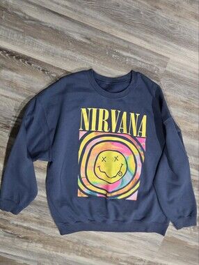 NIRVANA Sweatshirt with Yellow Logo and Multicolor Graphic